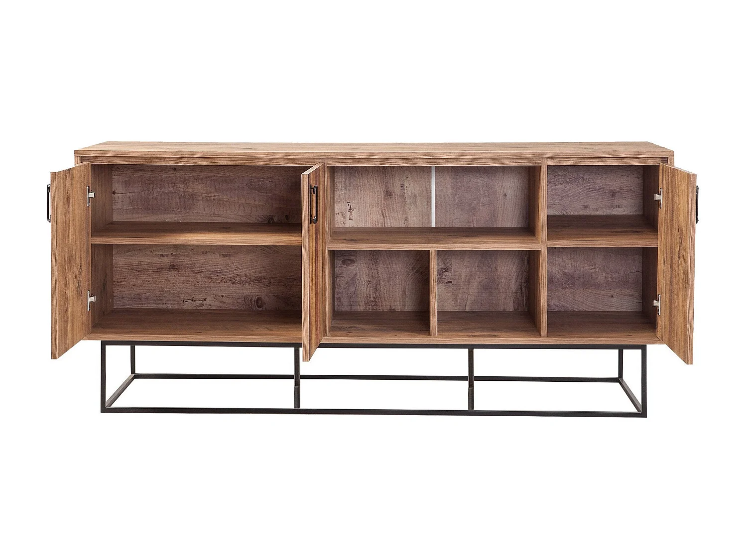 Aparador Moderno – 180 x 80 x 40 cm – Pinho Atlântico e Preto – Melamina