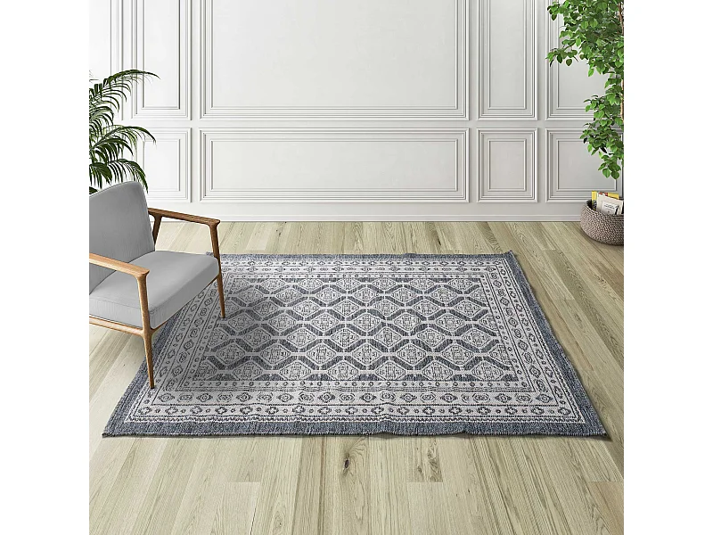 Laagpolig tapijt - etnisch - blauw - 120x170 cm - CHANDIA