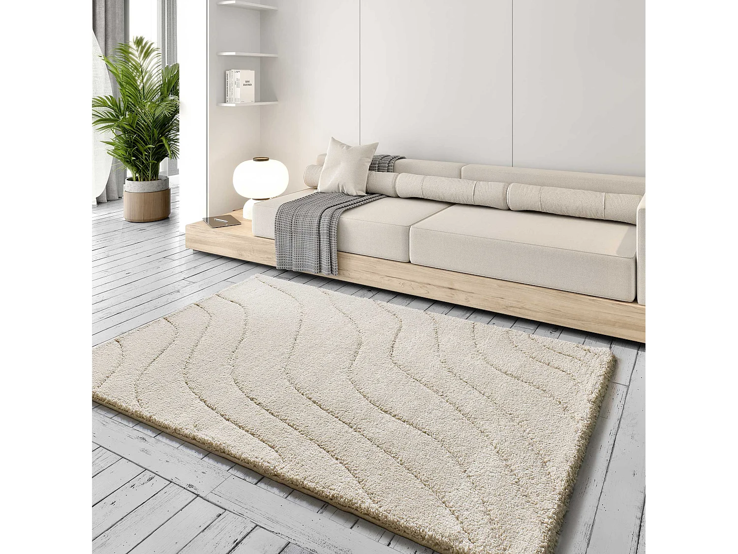Hoogpolig tapijt - shaggy - wit - 133x190 cm - MOLIER