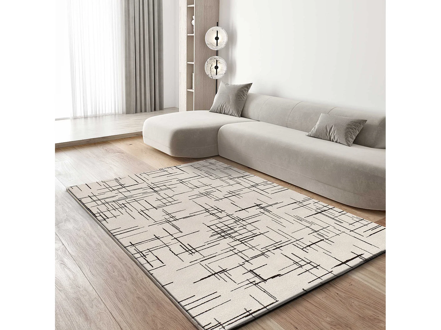 Tapis intérieur - abstrait - blanc - 200 x 290 cm - RETRO