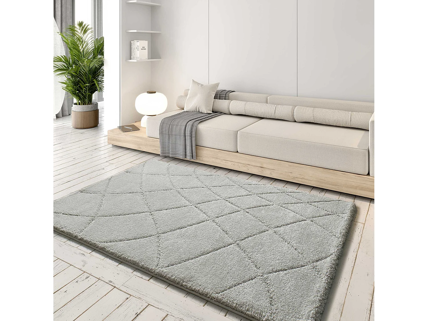 Alfombra interior  - shaggy - plata - 60 x 120 cm - MOLIER