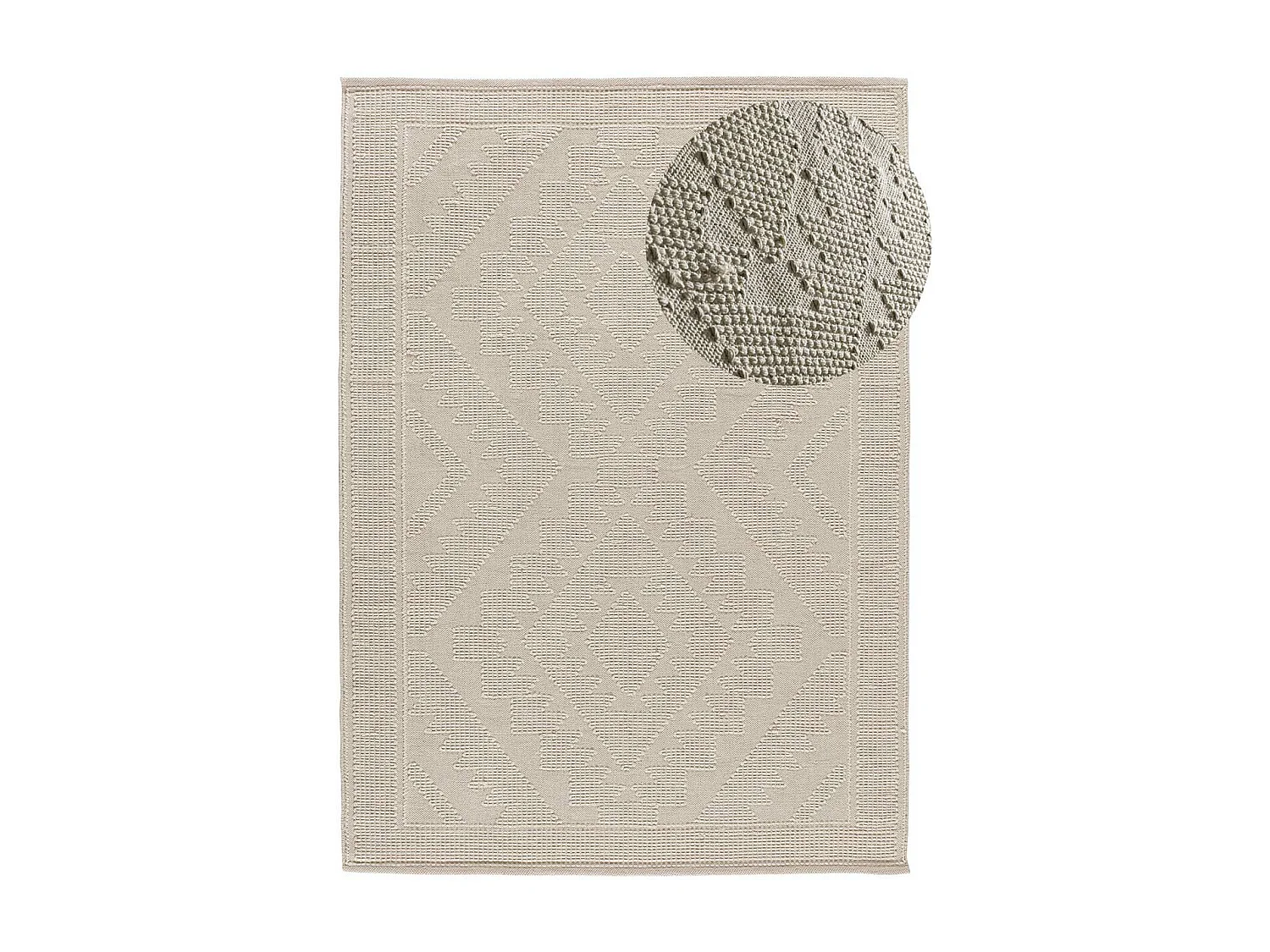 Kurzflorteppiche - ethnisch mit relief - creme - 80x120 cm - PAMUK