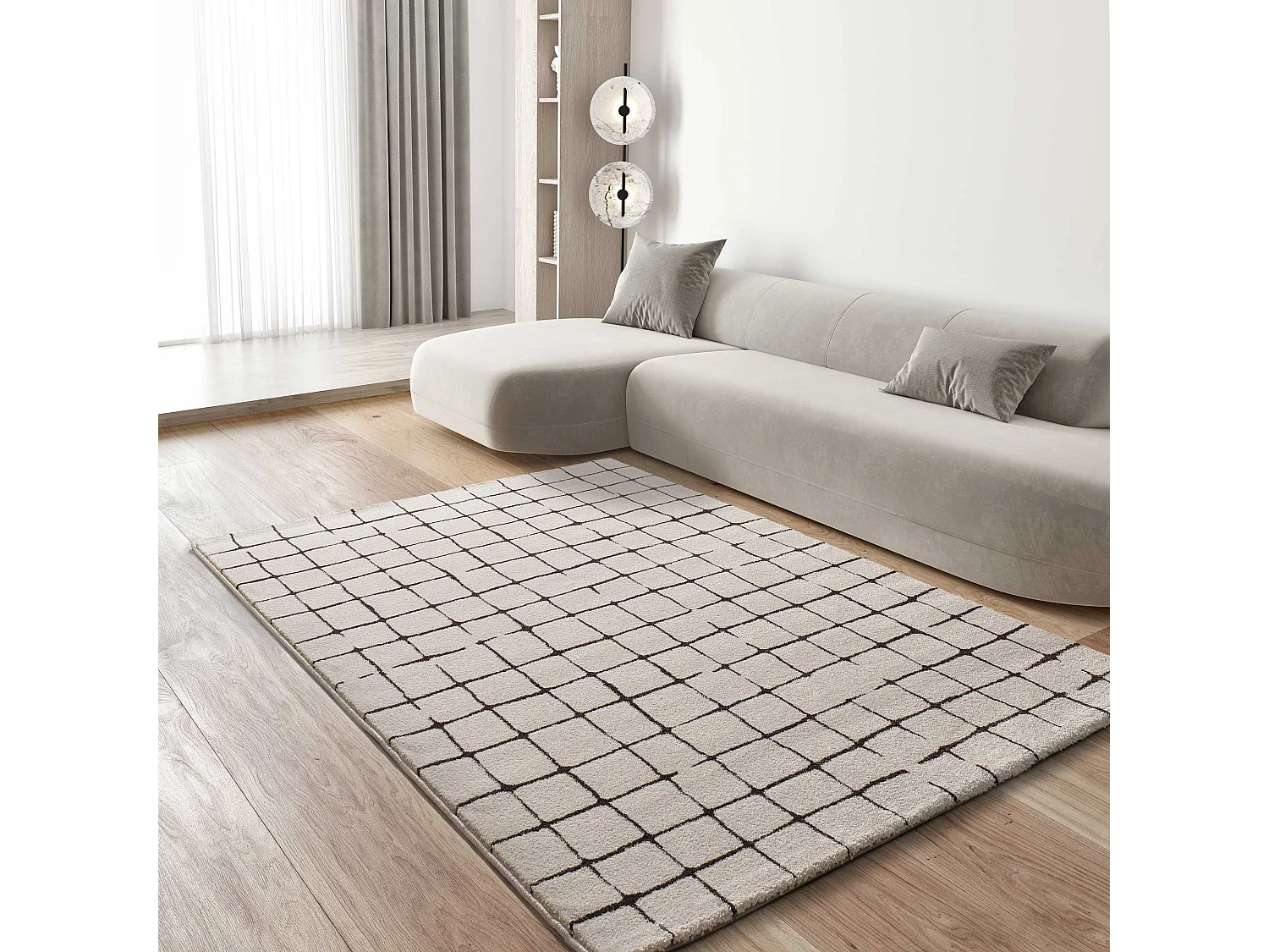 Tapis intérieur - abstrait - blanc - 80 x 150 cm - RETRO