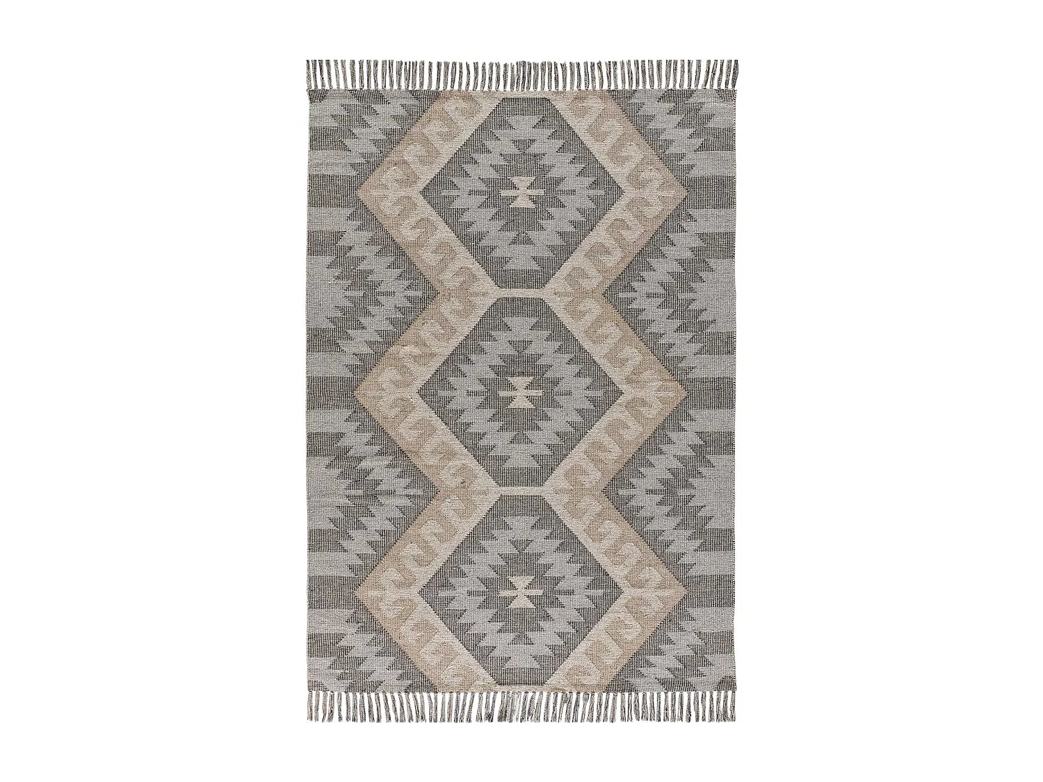 Kurzflorteppiche - ethnisch - grau - 80x120 cm - CHANDIA