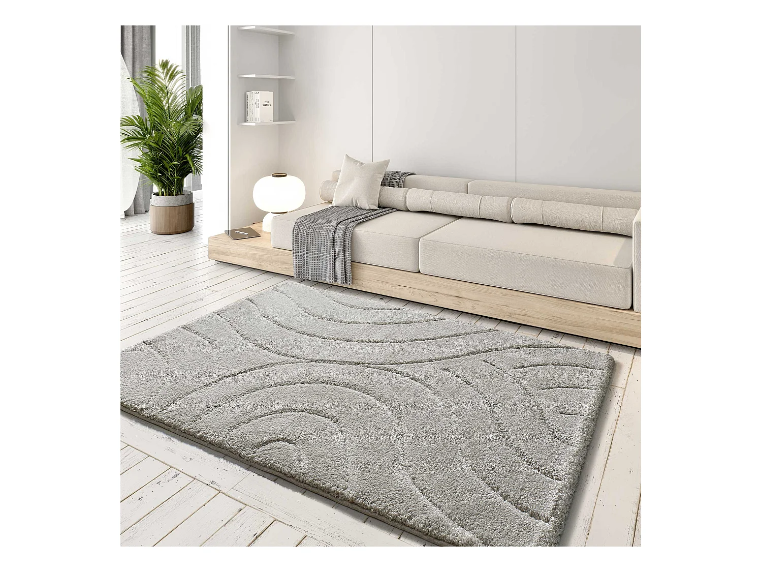 Alfombra interior  - shaggy - plata - 133 x 190 cm - MOLIER