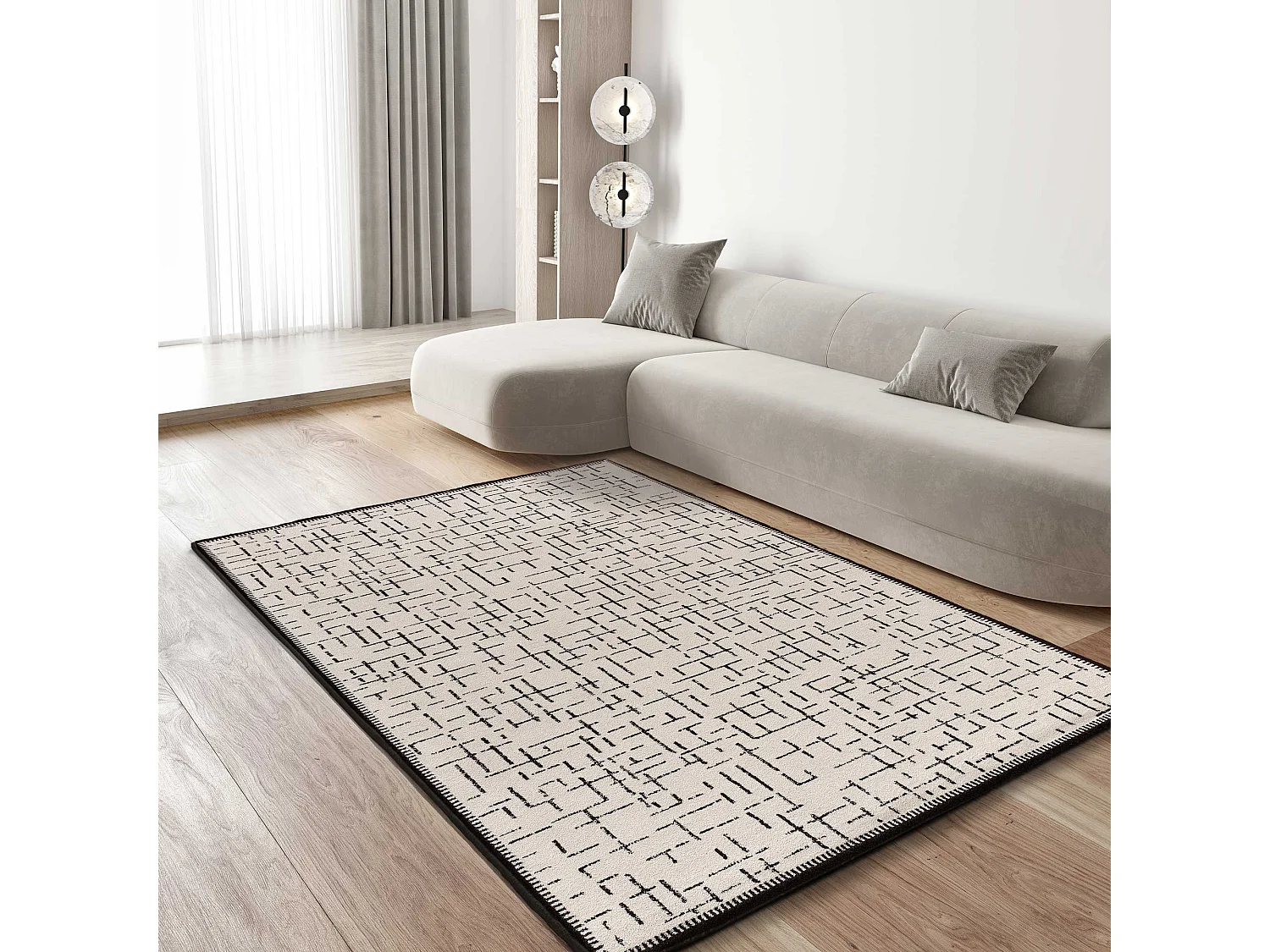 Kurzflorteppiche - abstrakt - weiß - 200x290 cm - RETRO