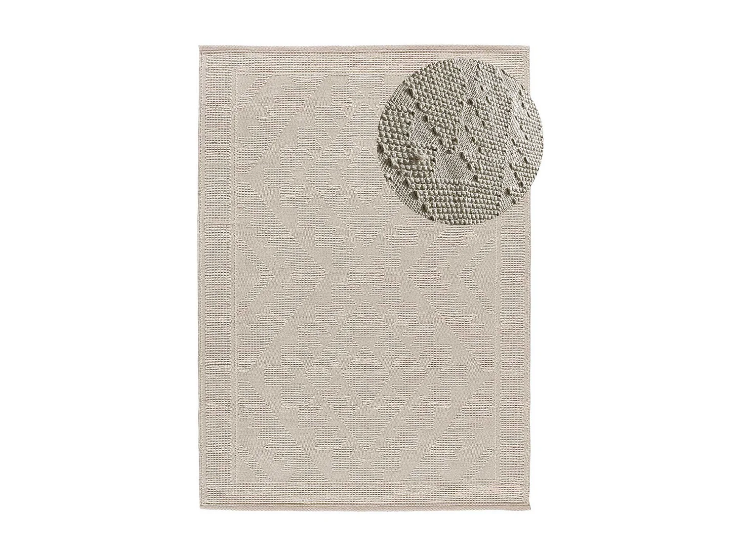 Kurzflorteppiche - ethnisch mit relief - creme - 60x90 cm - PAMUK