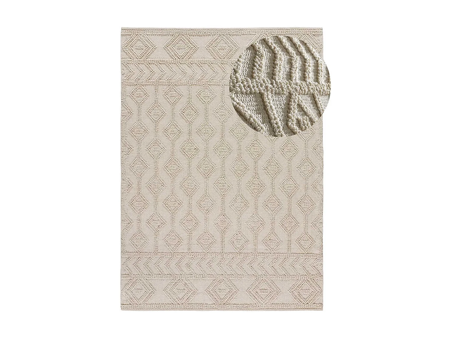 Kurzflorteppiche - ethnisch mit relief - creme - 60x90 cm - PAMUK