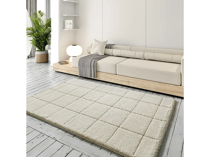 Alfombra interior  - shaggy - blanco - 60 x 120 cm - MOLIER