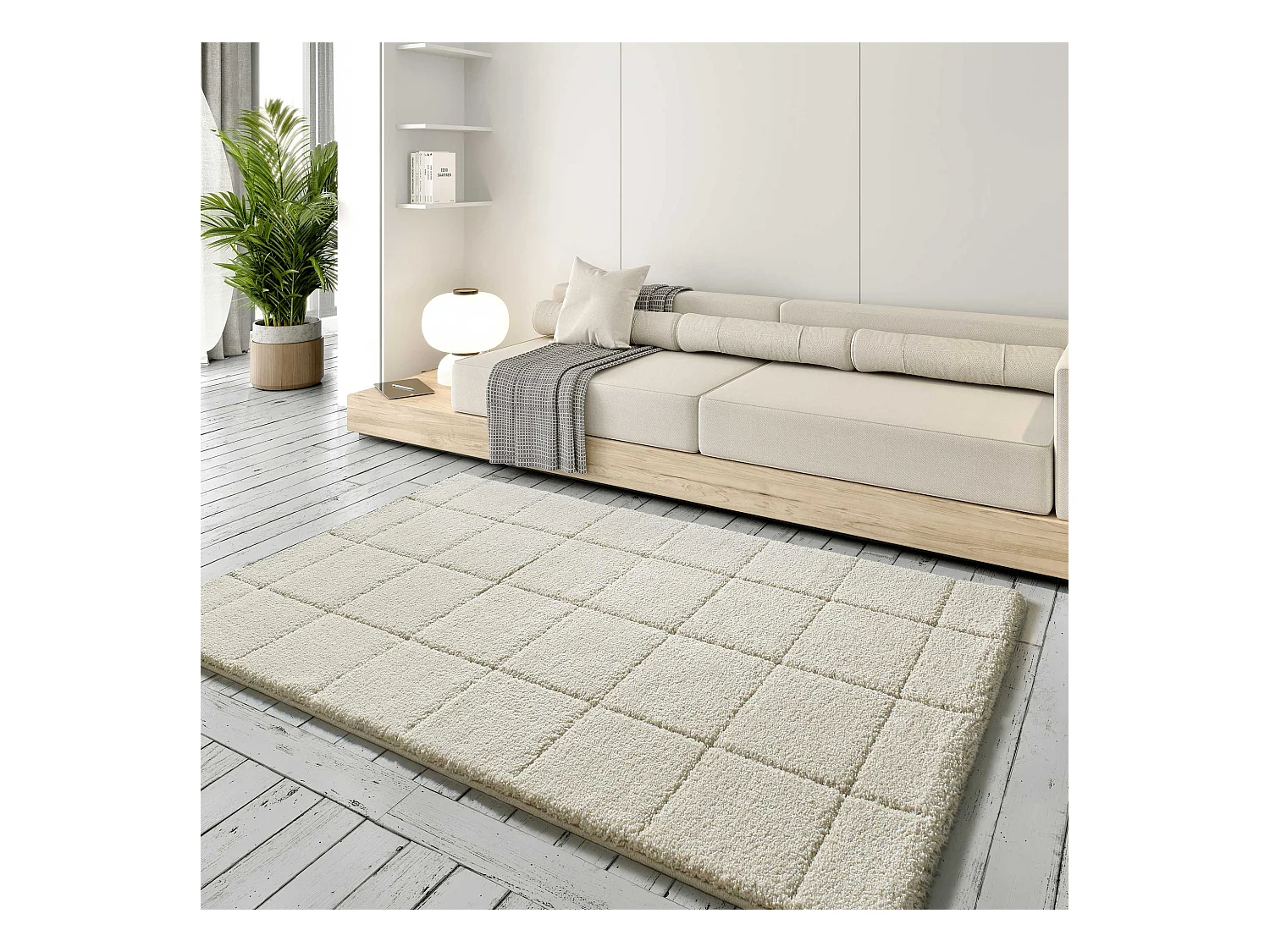 Alfombra interior  - shaggy - blanco - 133 x 190 cm - MOLIER