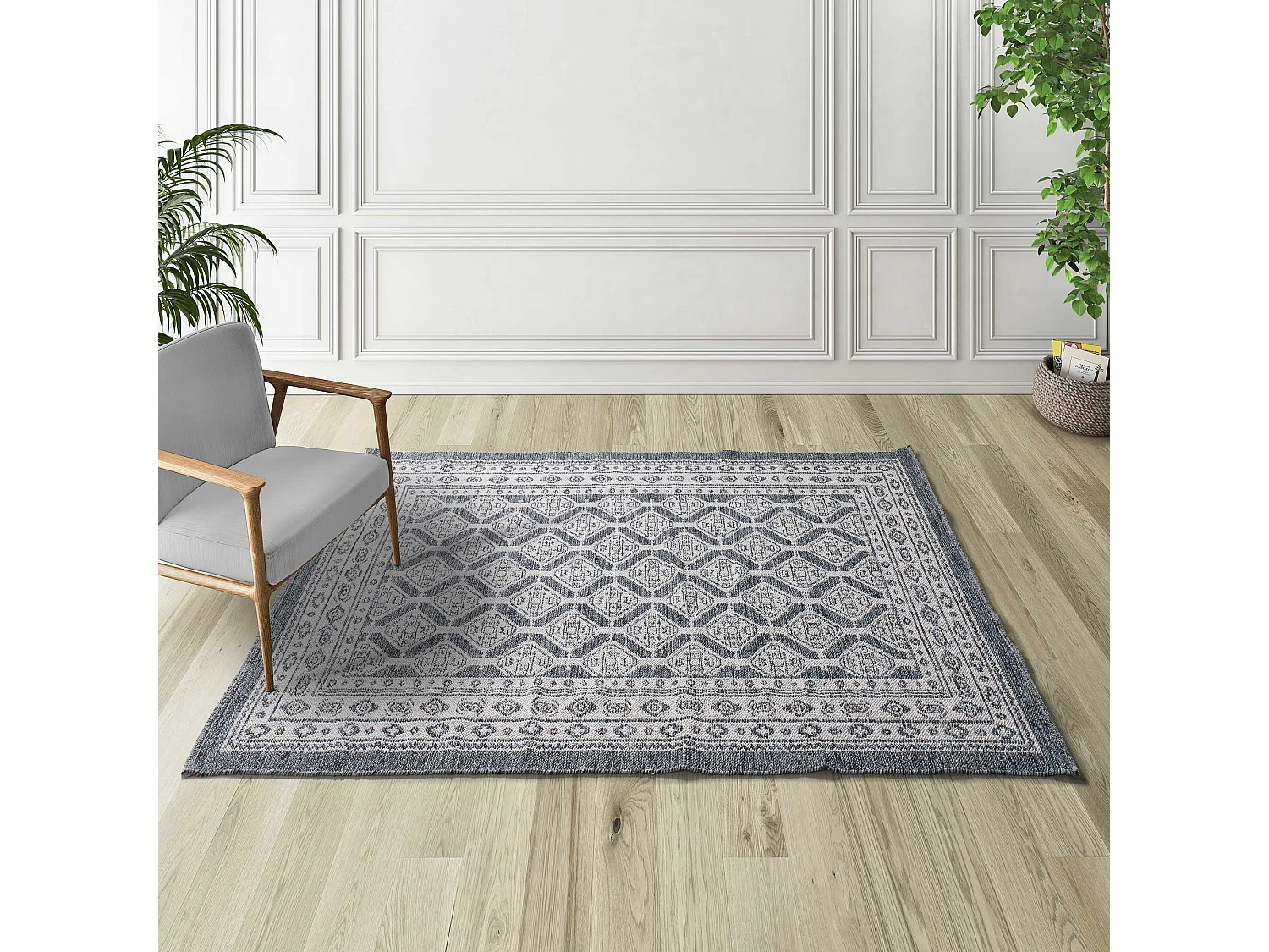 Kurzflorteppiche - ethnisch - blau - 160x230 cm - CHANDIA