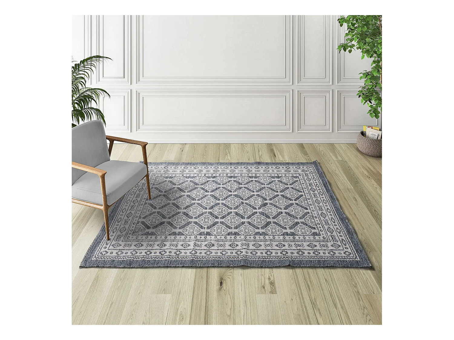 Tapis intérieur - ethnique - bleu - 80 x 120 cm - CHANDIA