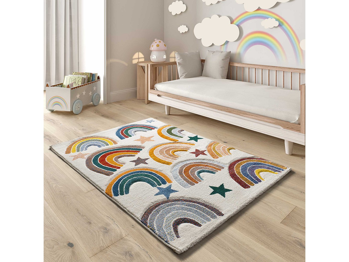 benuta Lytte kindertapijt Gobi - roze 120x170 cm - kunstvezel - rechthoekig en in de stijl: kindermotieven, Scandi Living - onderhoudsvriendelijk voor kinderkamer, woonkamer, slaapkamer