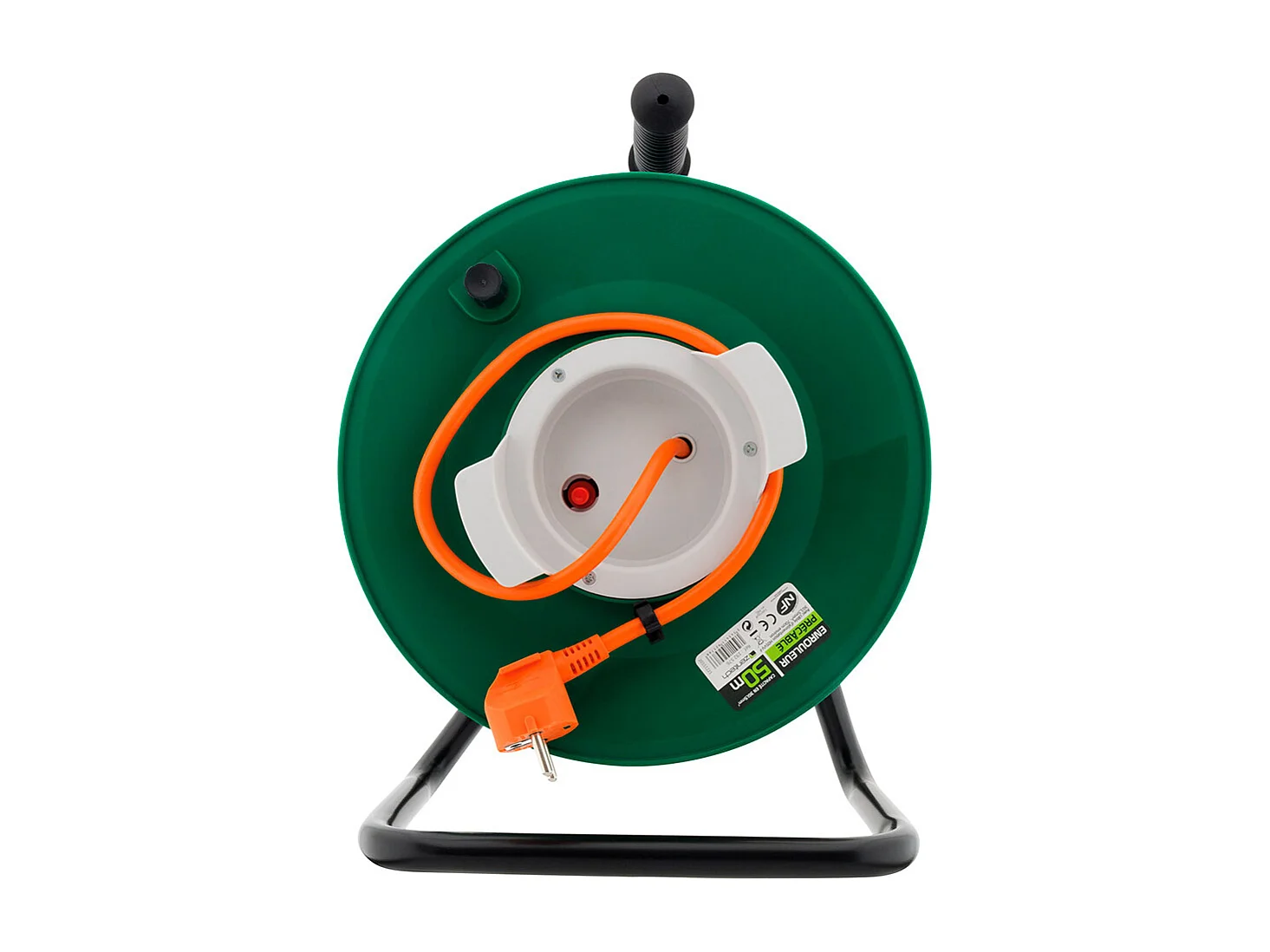 Enrouleur jardin vide précâblé 3G1,5mm² 70cm + coupe circuit Noir - Zenitech