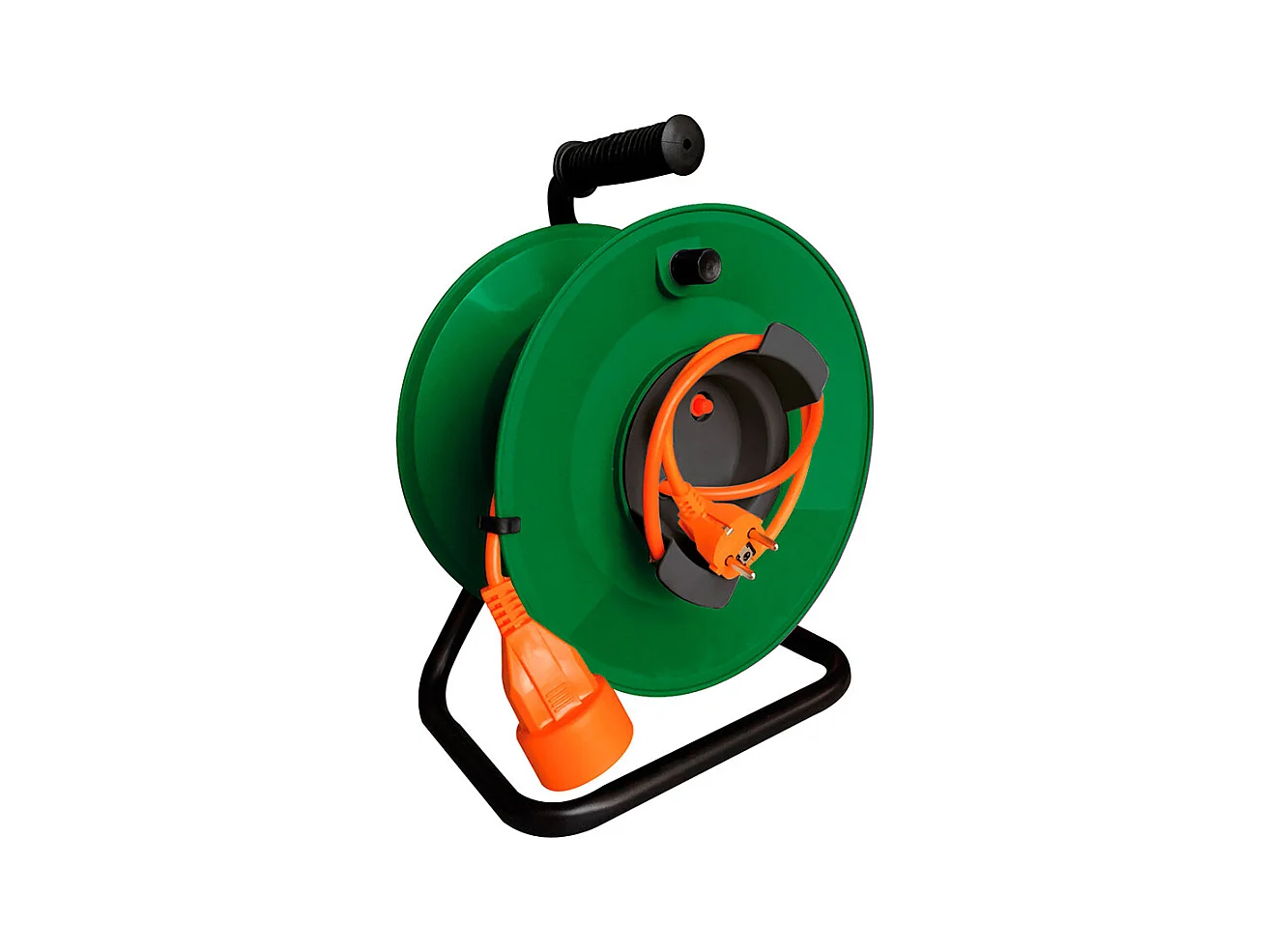 Gartenkabeltrommel Leer Vormontiert 25m 3200W 1100W 3G1,5mm² 70cm + Schwarzer Sicherheitsschalter