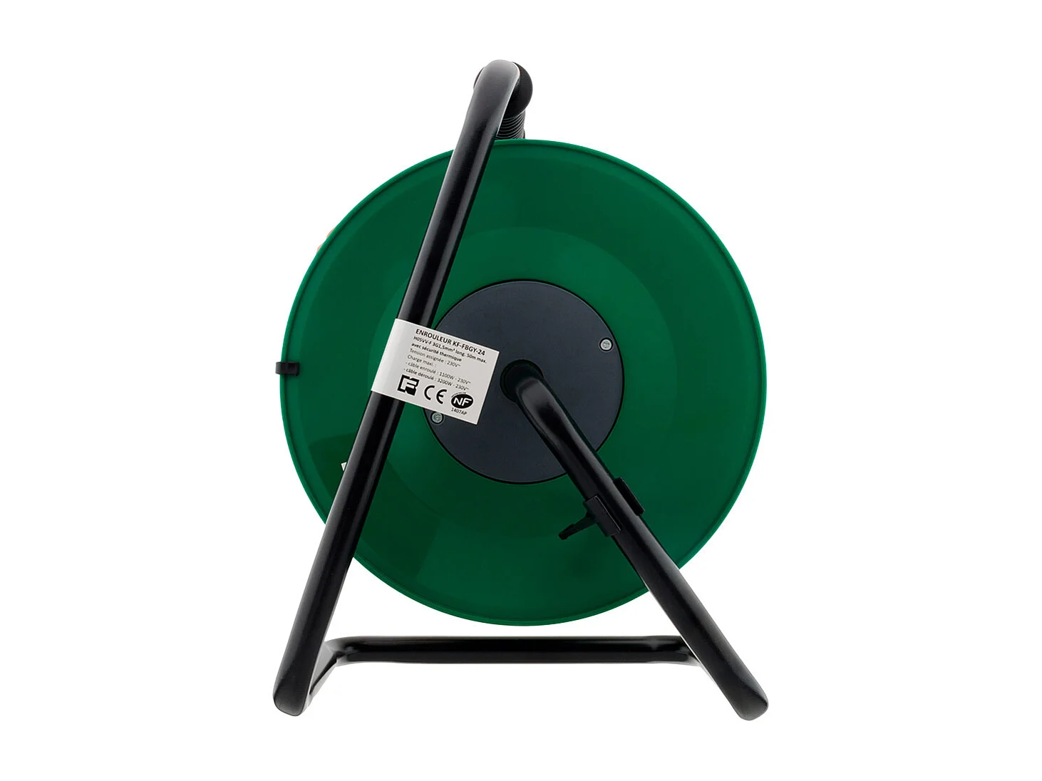 Enrouleur jardin vide précâblé 3G1,5mm² 70cm + coupe circuit Noir - Zenitech