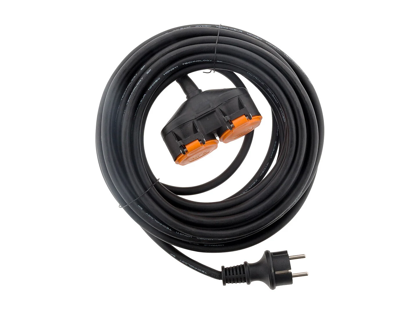 Rallonge étanche 2 prises avec clapet orange 2P+T H07RN-F 3x1,5mm² 5m - Zenitech