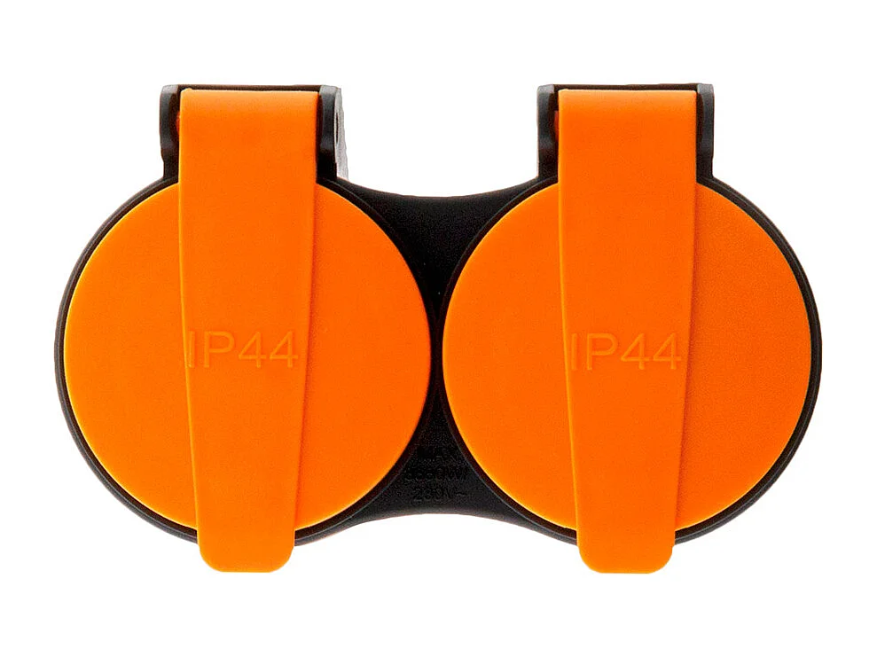 Rallonge étanche 2 prises avec clapet orange 2P+T H07RN-F 3x1,5mm² 5m - Zenitech