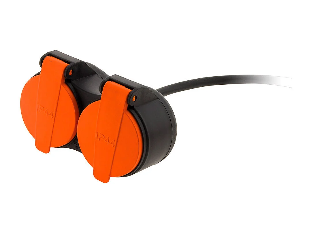 Rallonge étanche 2 prises avec clapet orange 2P+T H07RN-F 3x1,5mm² 5m - Zenitech