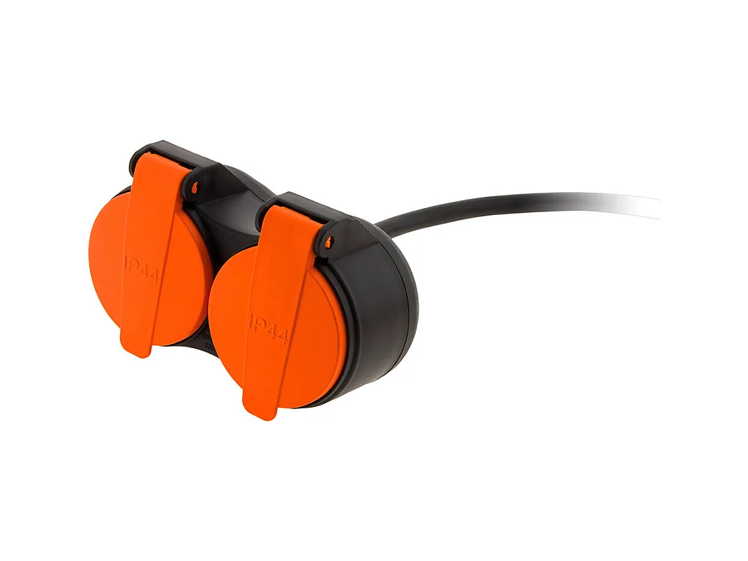 Rallonge étanche 2 prises avec clapet Orange 2P+T H07RN-F 3x 1,5mm² 5m - Zenitech