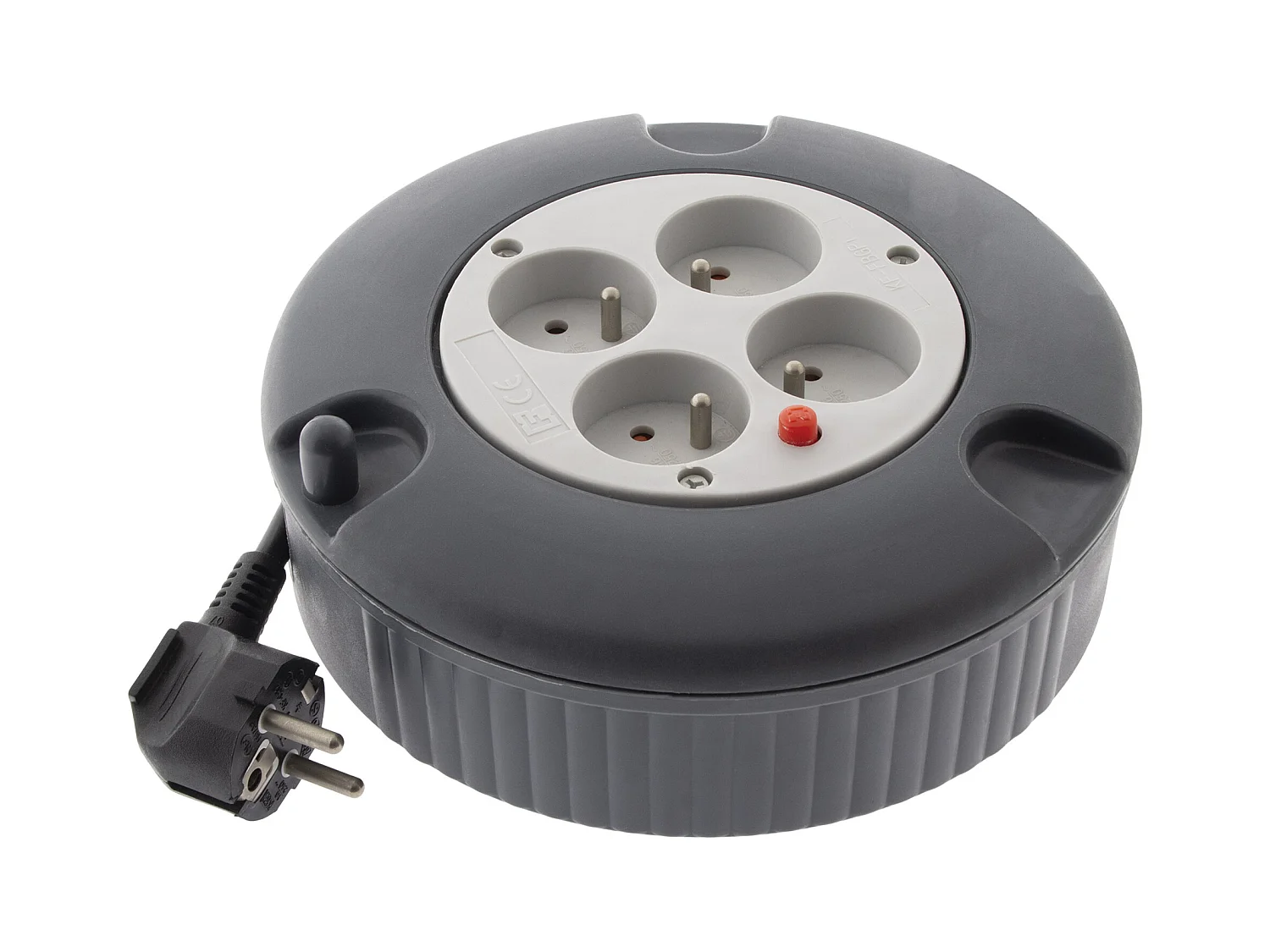 Enrolador H05VV-F 4 tomadas 3G1,5mm² 4m + disjuntor - Cinza - Zenitech