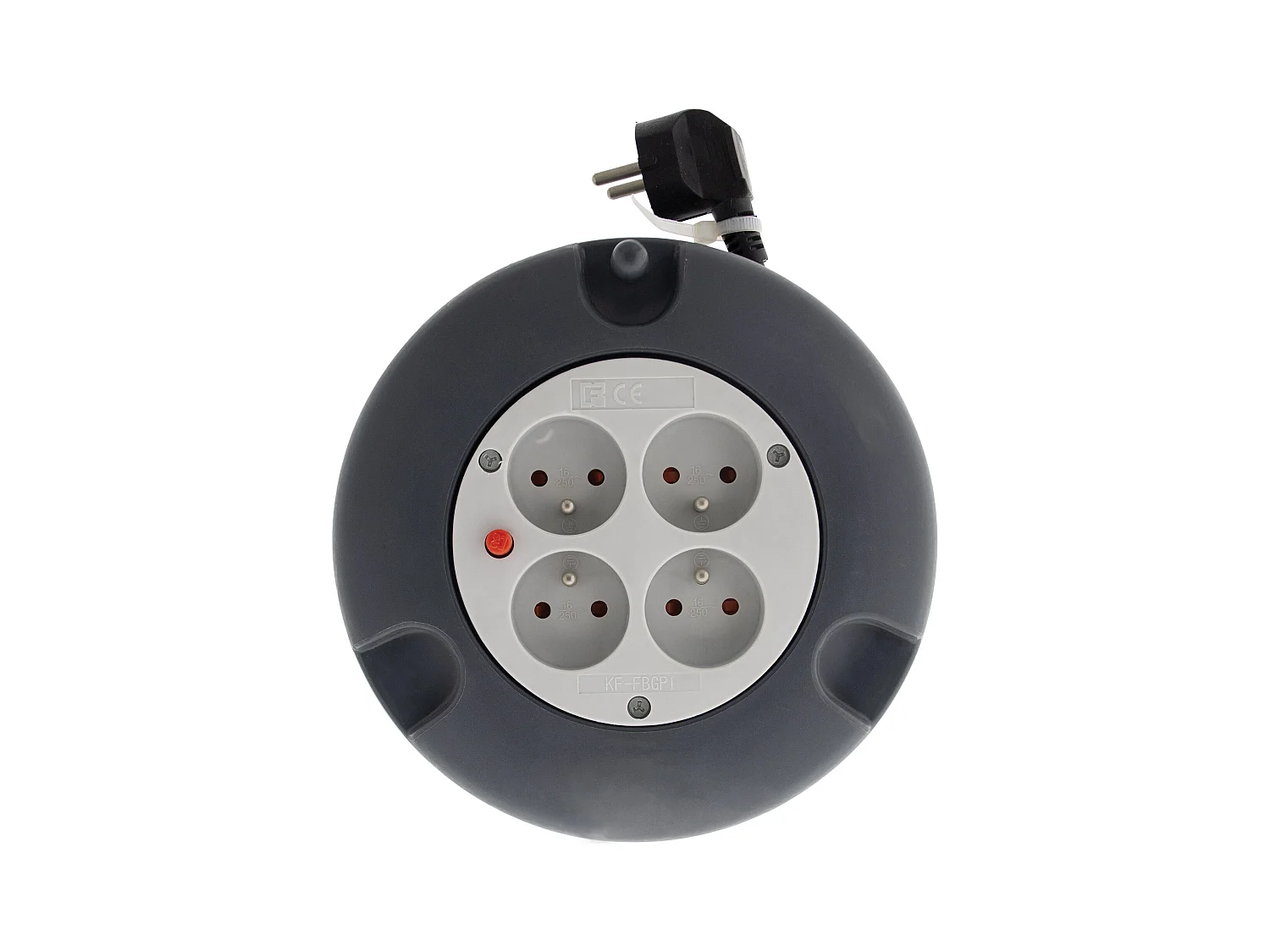 Kabeltrommel H05VV-F 4 Steckdosen 3G1,5mm² 4m + Sicherung - Grau - Zenitech