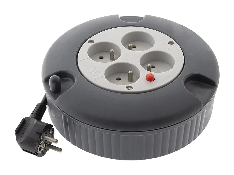 Zwijak H05VV-F 4 gniazda 3G1,5mm² 4m + wyłącznik nadprądowy - Szary - Zenitech