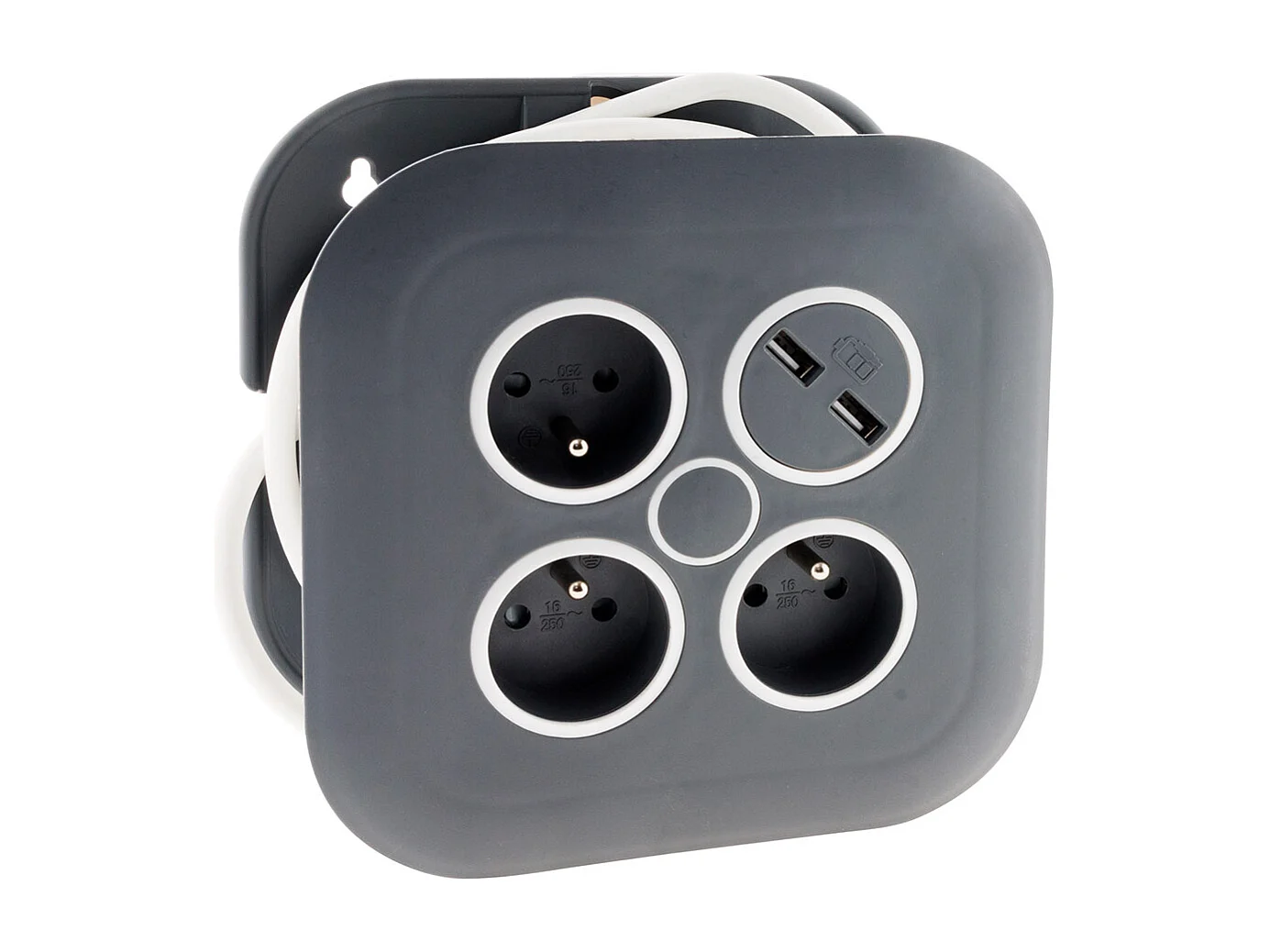 Enrouleur domestique 3 x 2P+T + 2xUSB - 7m - Noir - Zenitech