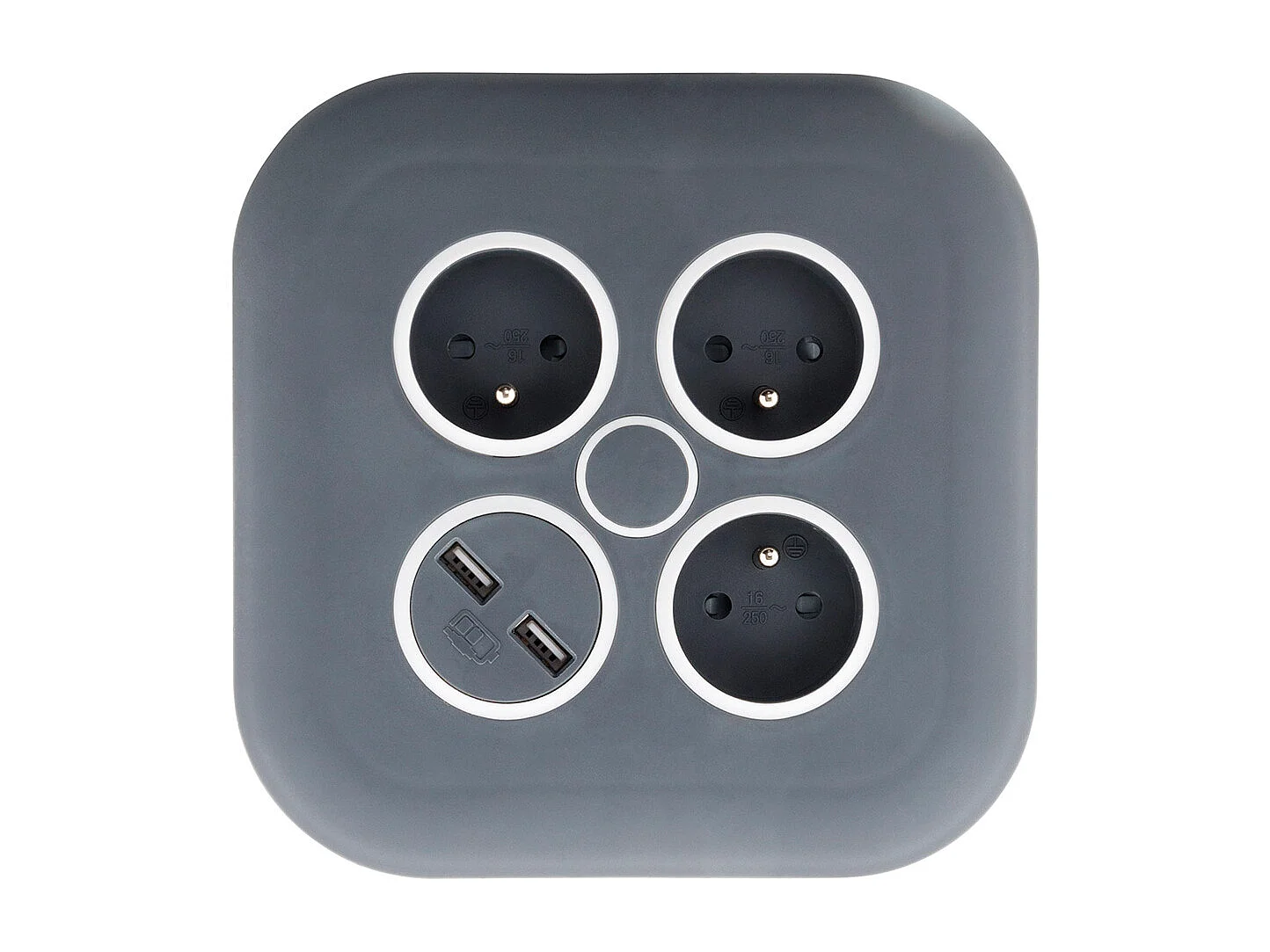 Enrouleur domestique 3 x 2P+T + 2xUSB - 7m - Noir - Zenitech