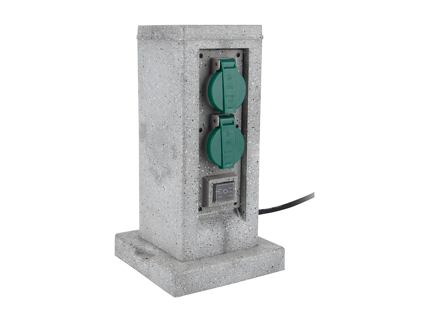 Borne pierre 4x16A + 2 interrupteurs 5m - Gris - Zenitech