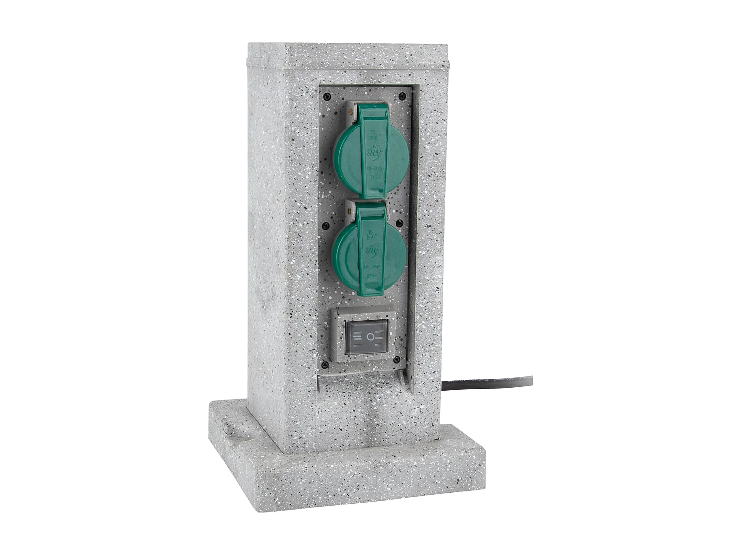 Borne pierre 4x16A + 2 interrupteurs 5m - Gris - Zenitech