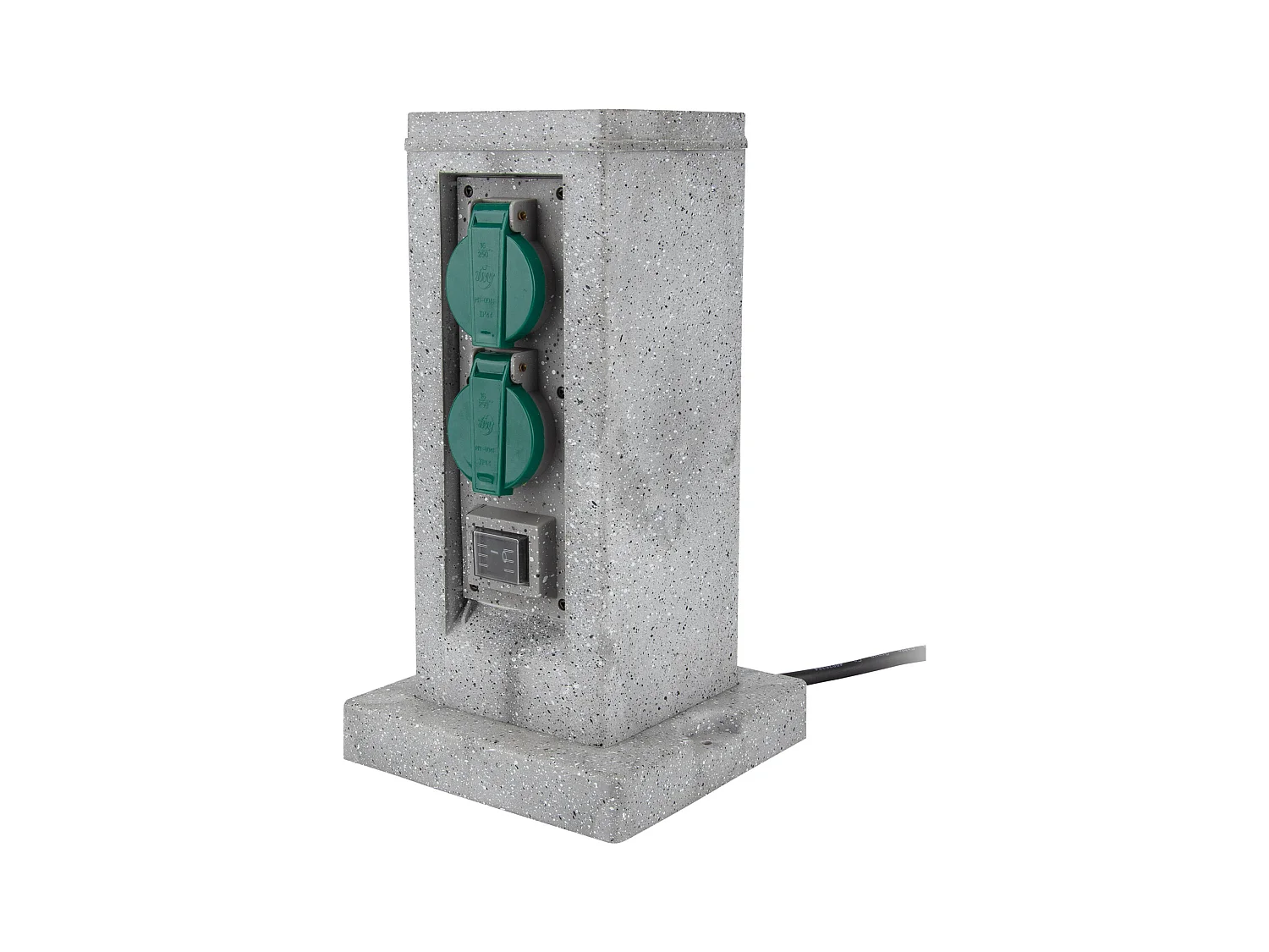 Borne pierre 4x16A + 2 interrupteurs 5m - Gris - Zenitech