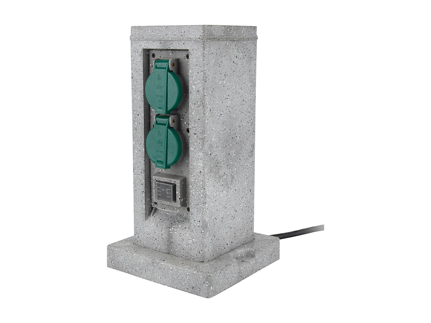 Borne pierre 4x16A + 2 interrupteurs 5m - Gris - Zenitech