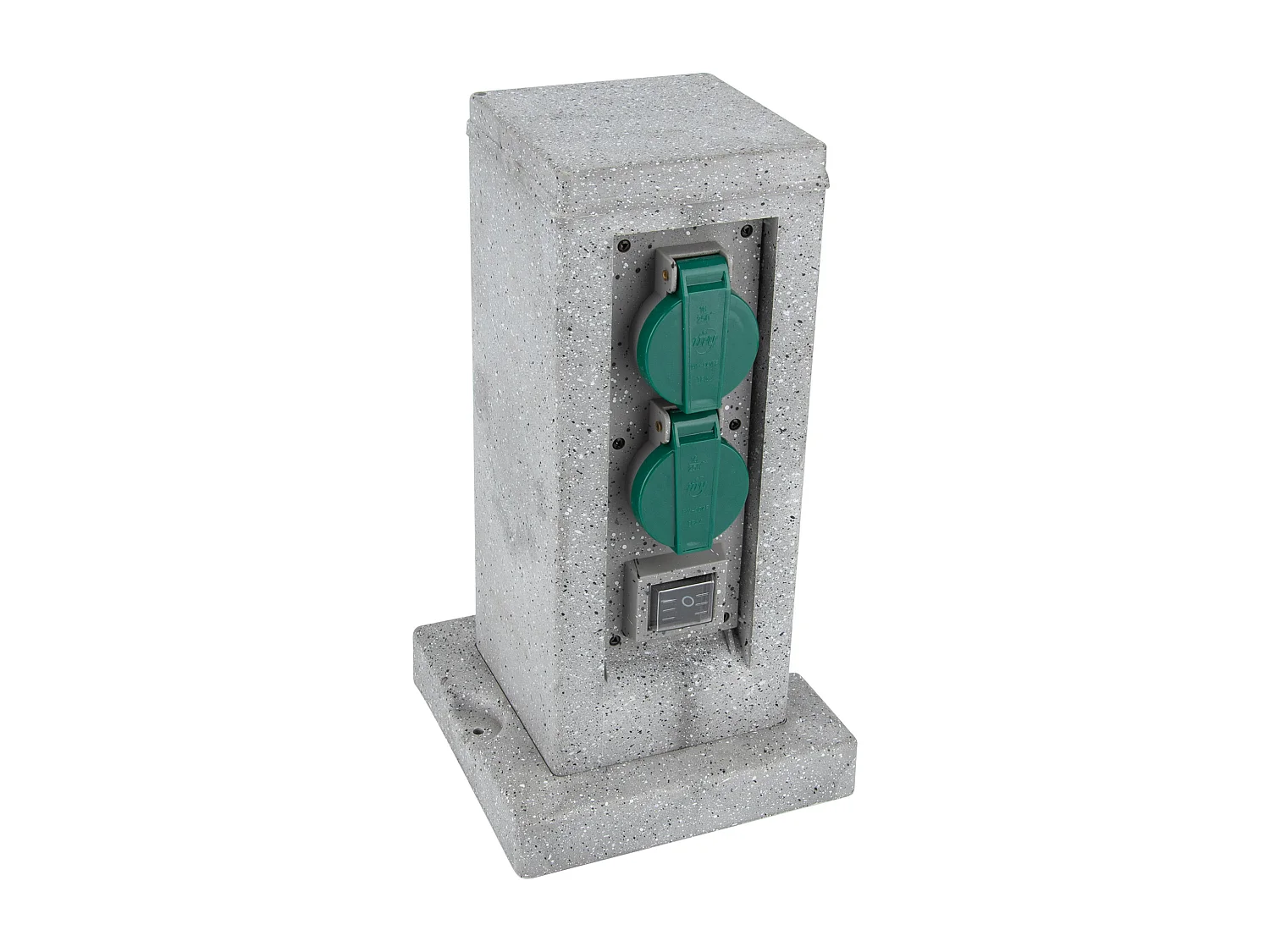 Borne pierre 4x16A + 2 interrupteurs 5m - Gris - Zenitech