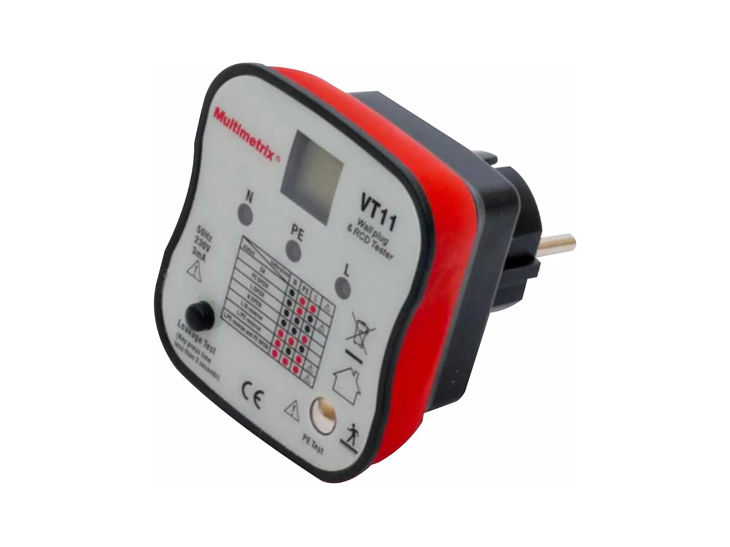 2-polige plus aardlekschakelaar tester - MULTIMETRIX, veiligheid en conformiteit voor elektrische installaties