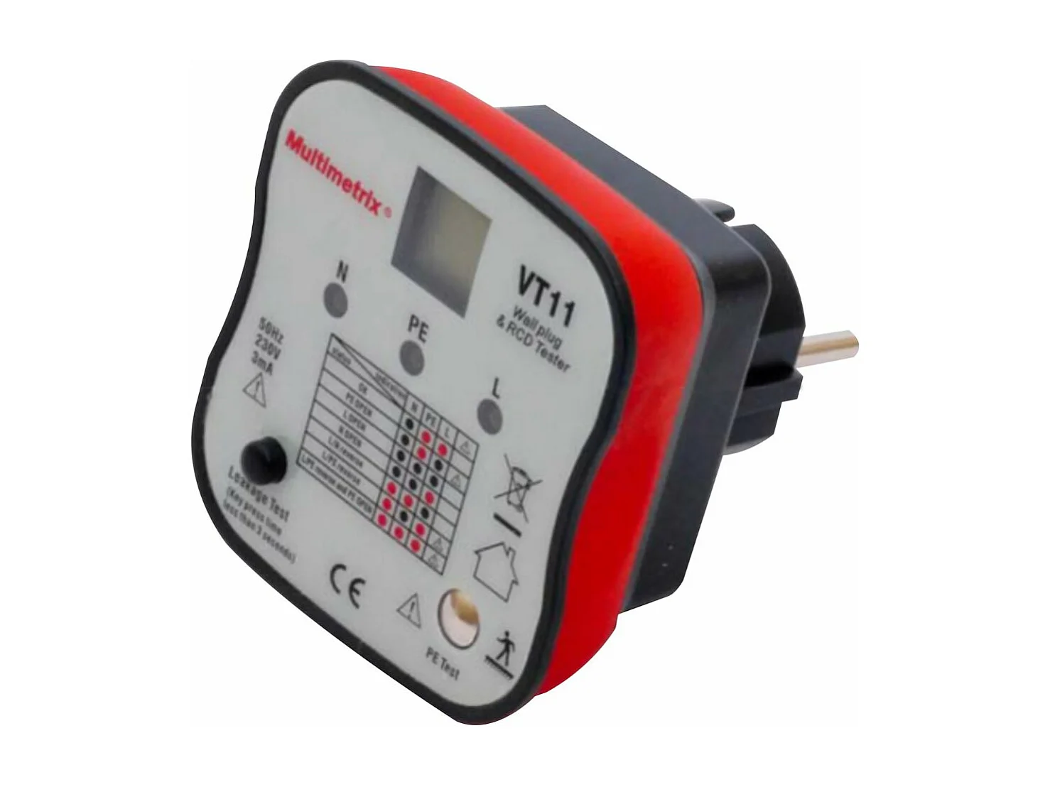 2-polige plus aardlekschakelaar tester - MULTIMETRIX, veiligheid en conformiteit voor elektrische installaties