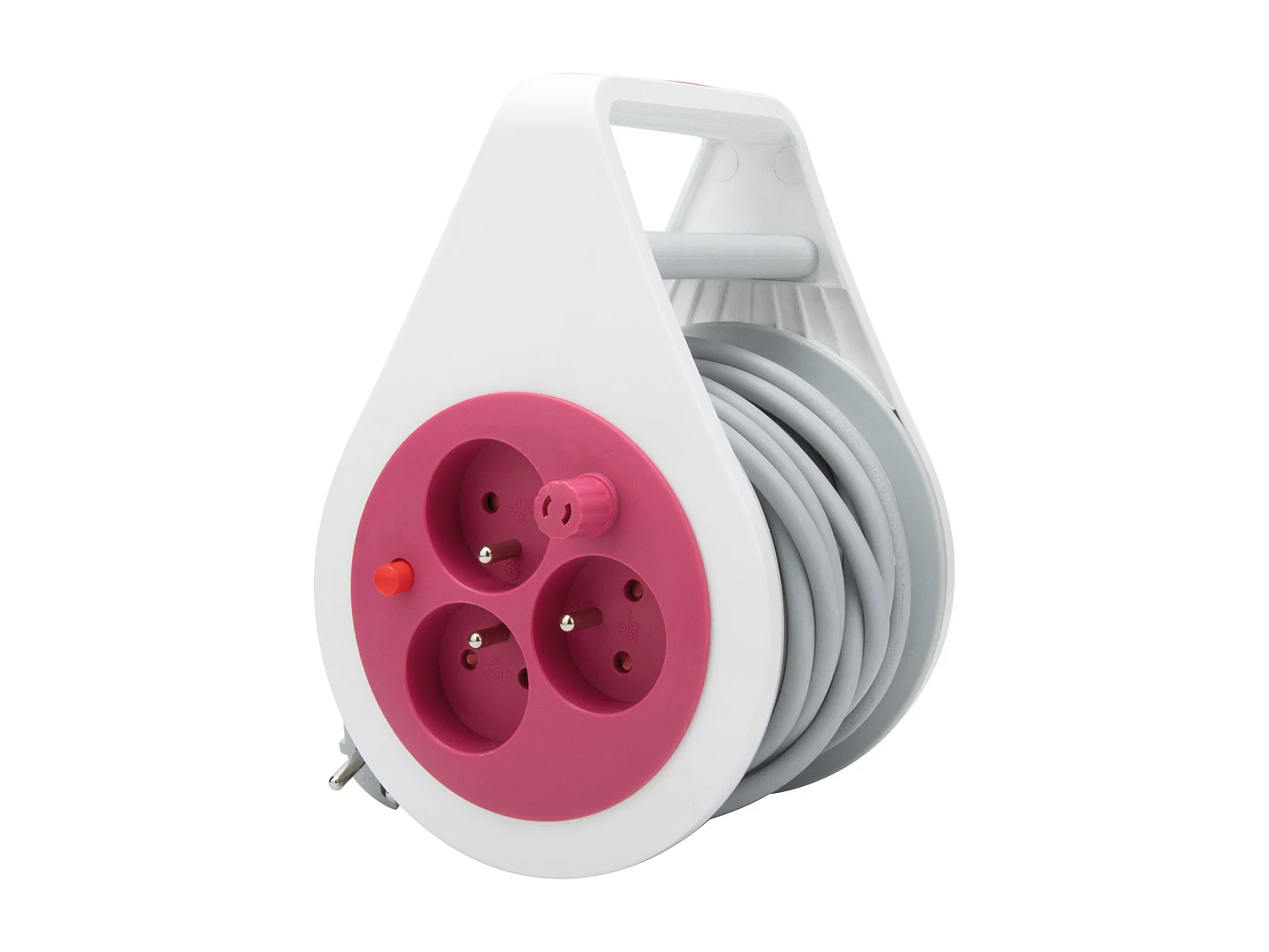 Mini enrouleur design 3 prises 2P+T - 7m Rose - Zenitech