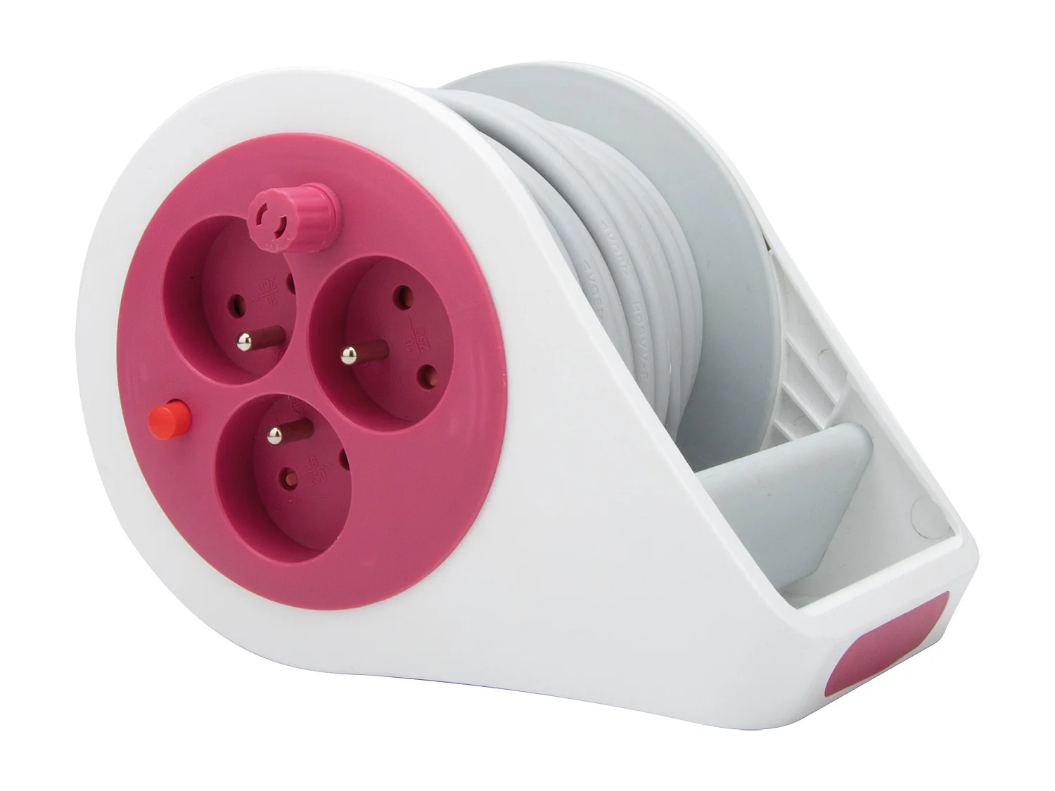 Mini enrouleur design 3 prises 2P+T - 7m Rose - Zenitech