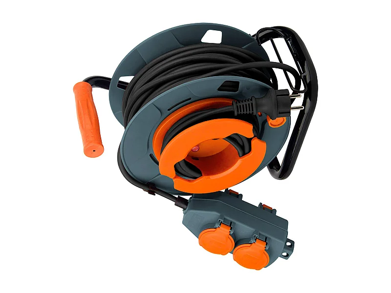 Haspel Doe-Het-Zelf 4 Stopcontacten 16A 30m Zenitech - Groen/Oranje