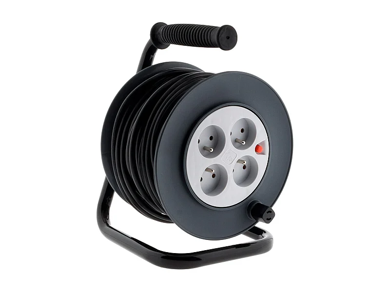 Enrouleur H05VV-F 4 prises 3G1,5mm² 15m + coupe-circuit - noir - Zenitech