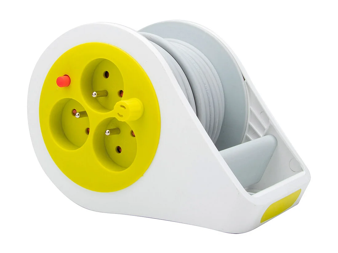 Mini enrouleur design 3 prises 2P+T - 7m - Vert - Zenitech