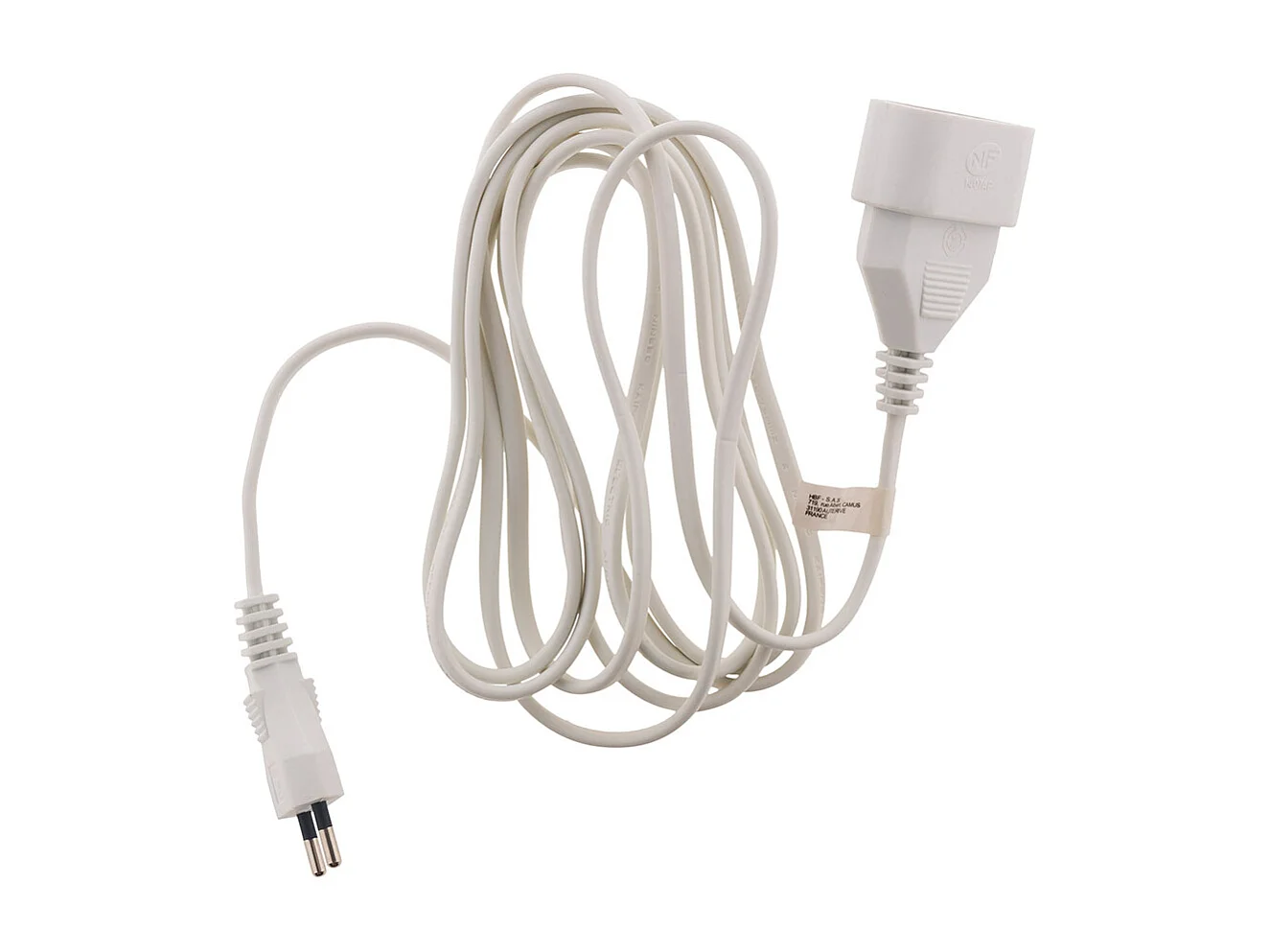 Rallonge domestique 10m - 1380W 6A - blanc - Zenitech