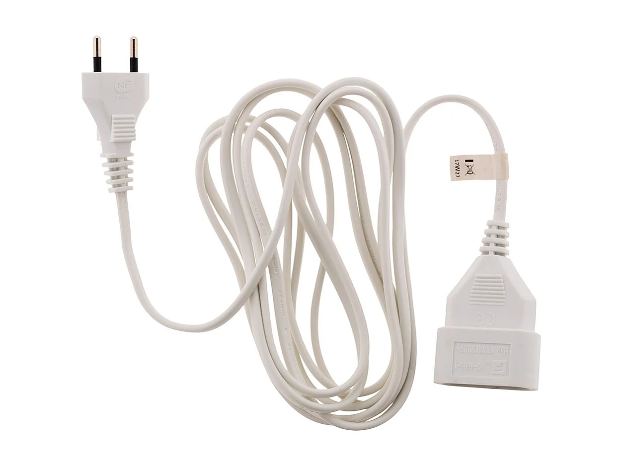 Rallonge domestique 10m - 1380W 6A - blanc - Zenitech
