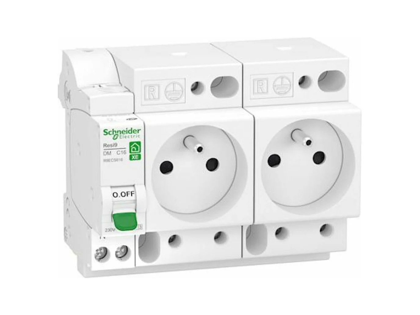Schakelaar + 2 stopcontacten 1P+N (16A) XE-serie - Schneider