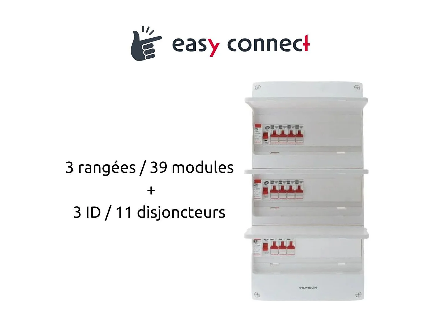 Coffret électrique pré-équipé 3 rangées/39 modules - 3 ID/11 disjoncteurs - EasyConnect - Thomson