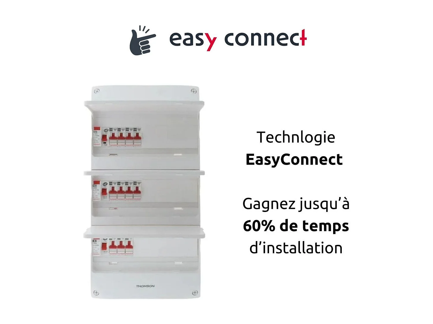 Coffret électrique pré-équipé 3 rangées/39 modules - 3 ID/11 disjoncteurs - EasyConnect - Thomson