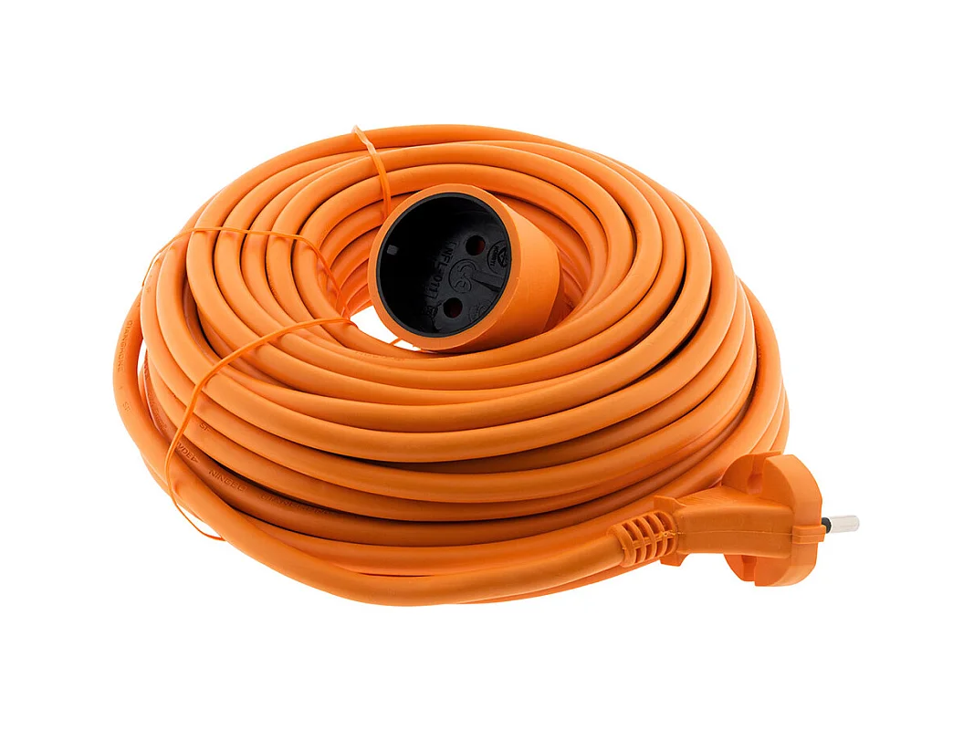 Prolongateur sans terre 16A HO5VV-F 2x1,5mm² 20m - Orange - Zenitech
