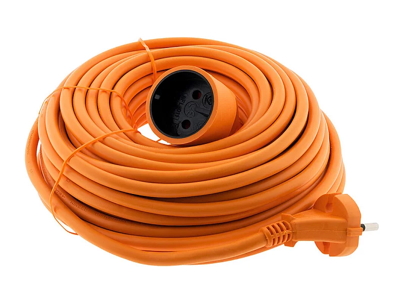 Prolongateur sans terre obturateur 16A HO5VV-F 2x1,5mm² 20m - orange - Zenitech