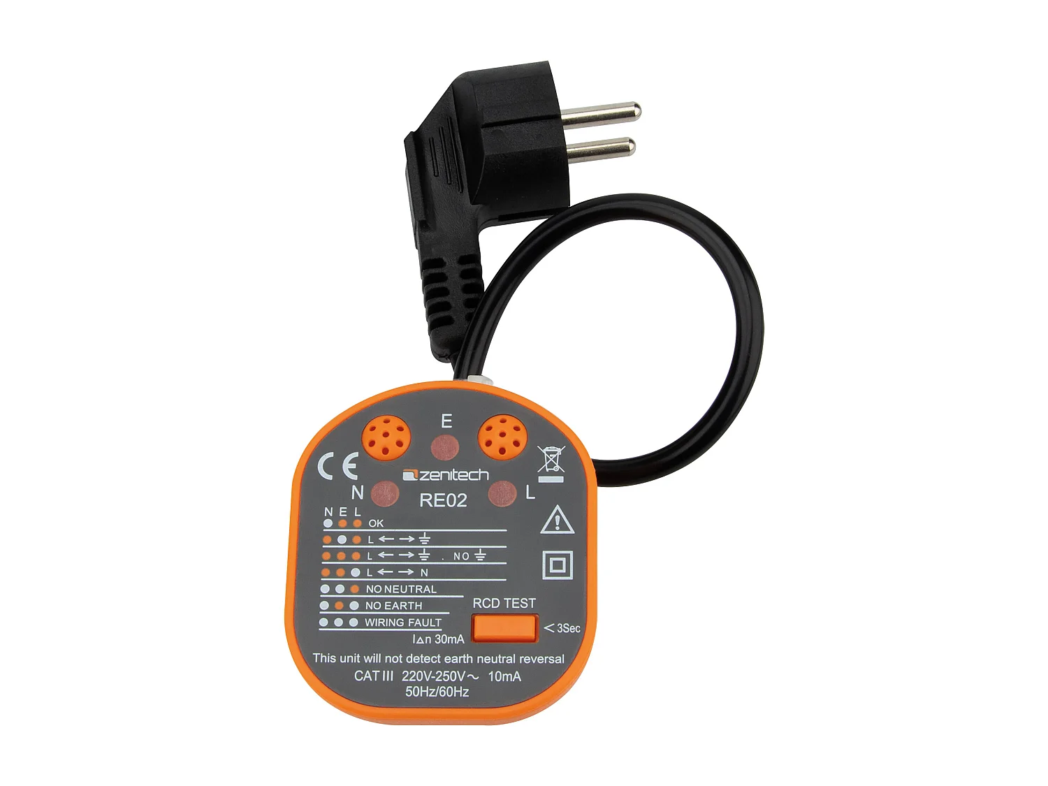 Testeur de prise et de différentiel CATIII - 250V - Zenitech