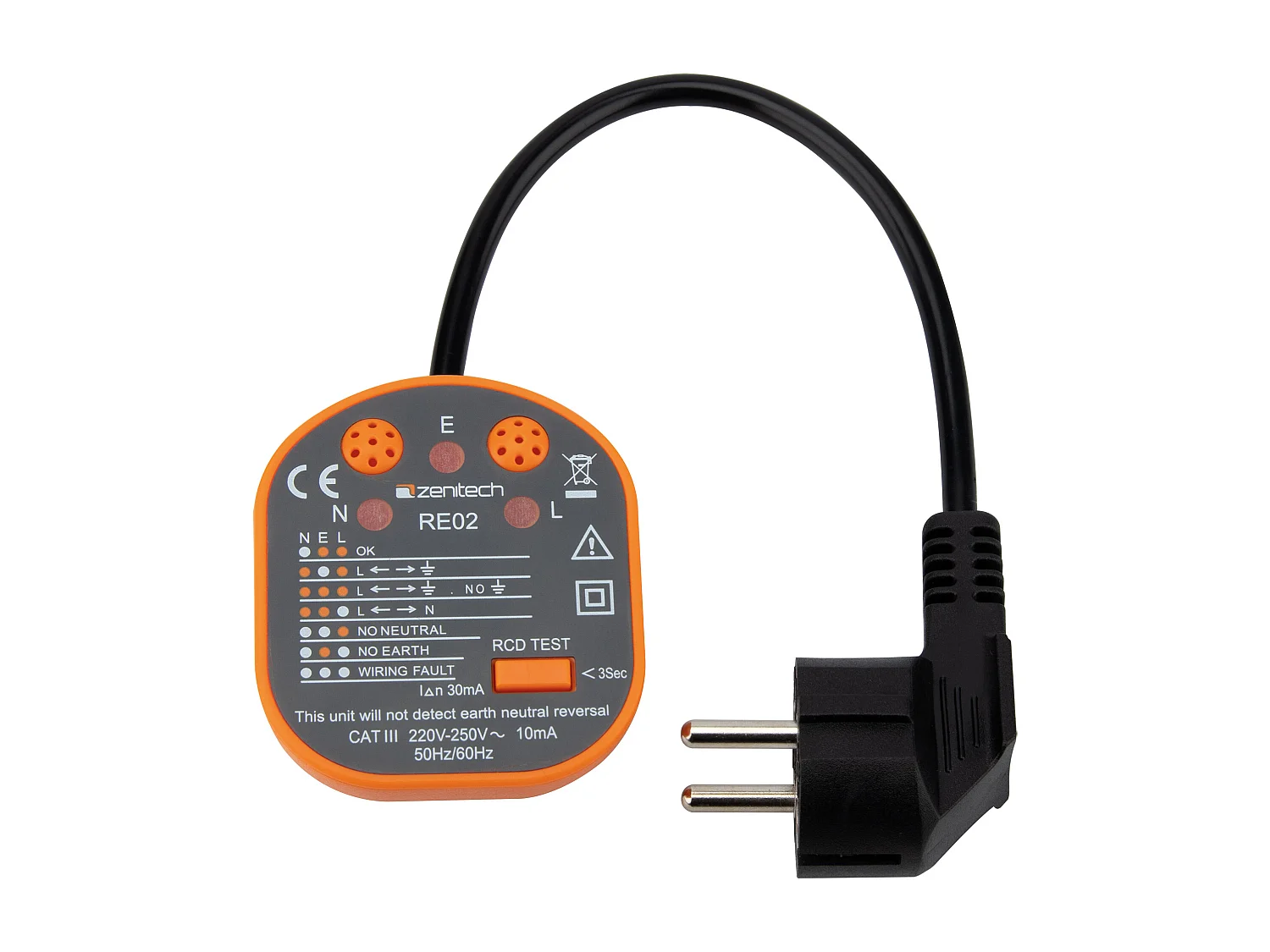 Testeur de prise et de différentiel CATIII - 250V - Zenitech